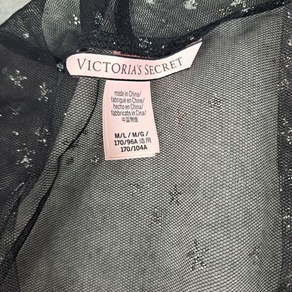 Victorias Secret Sheer Glitter Star Robe M-L Long Cruise Bling Black - Picture 8 of 9